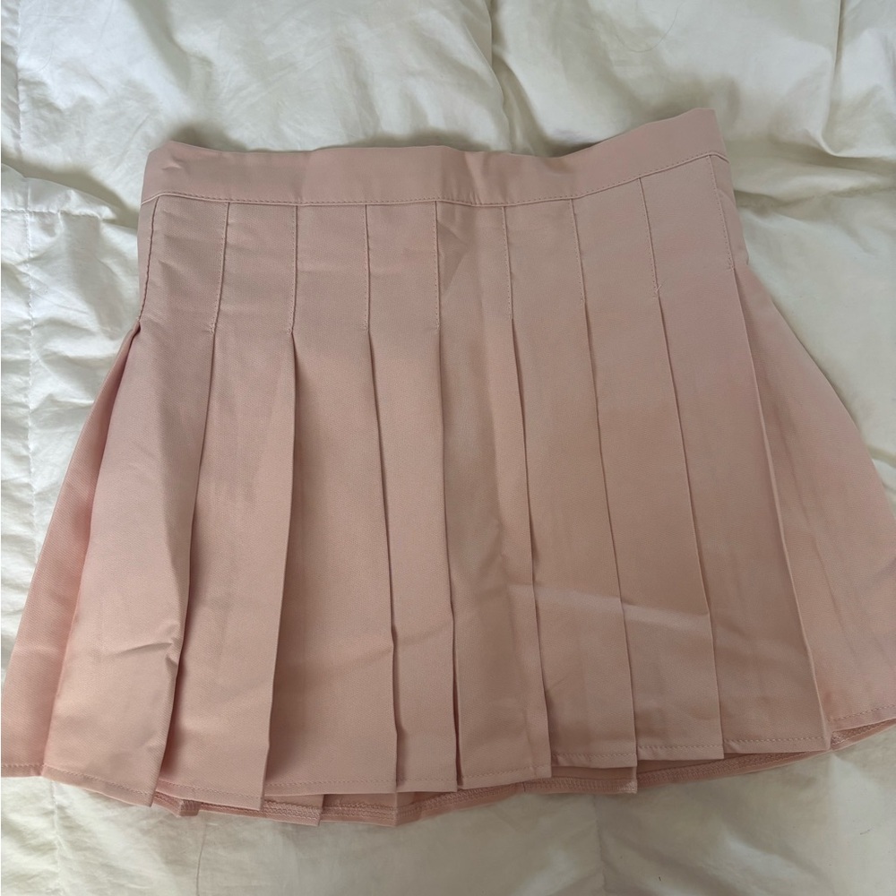 Pink Mini Skater Skirt with Pleats